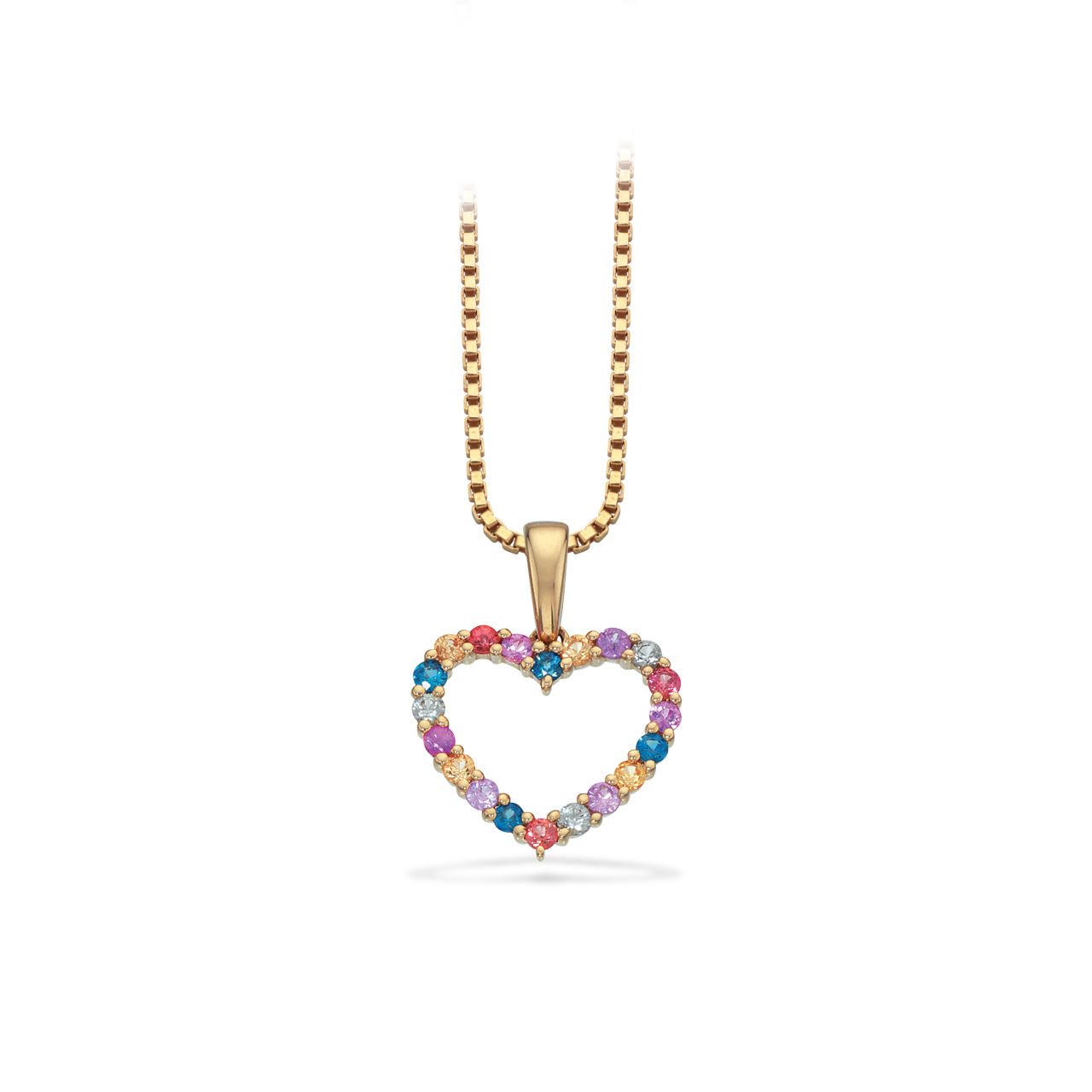 Dazzling hjerte 0,29 Rainbow safir 14 kt. m/sølvkæ