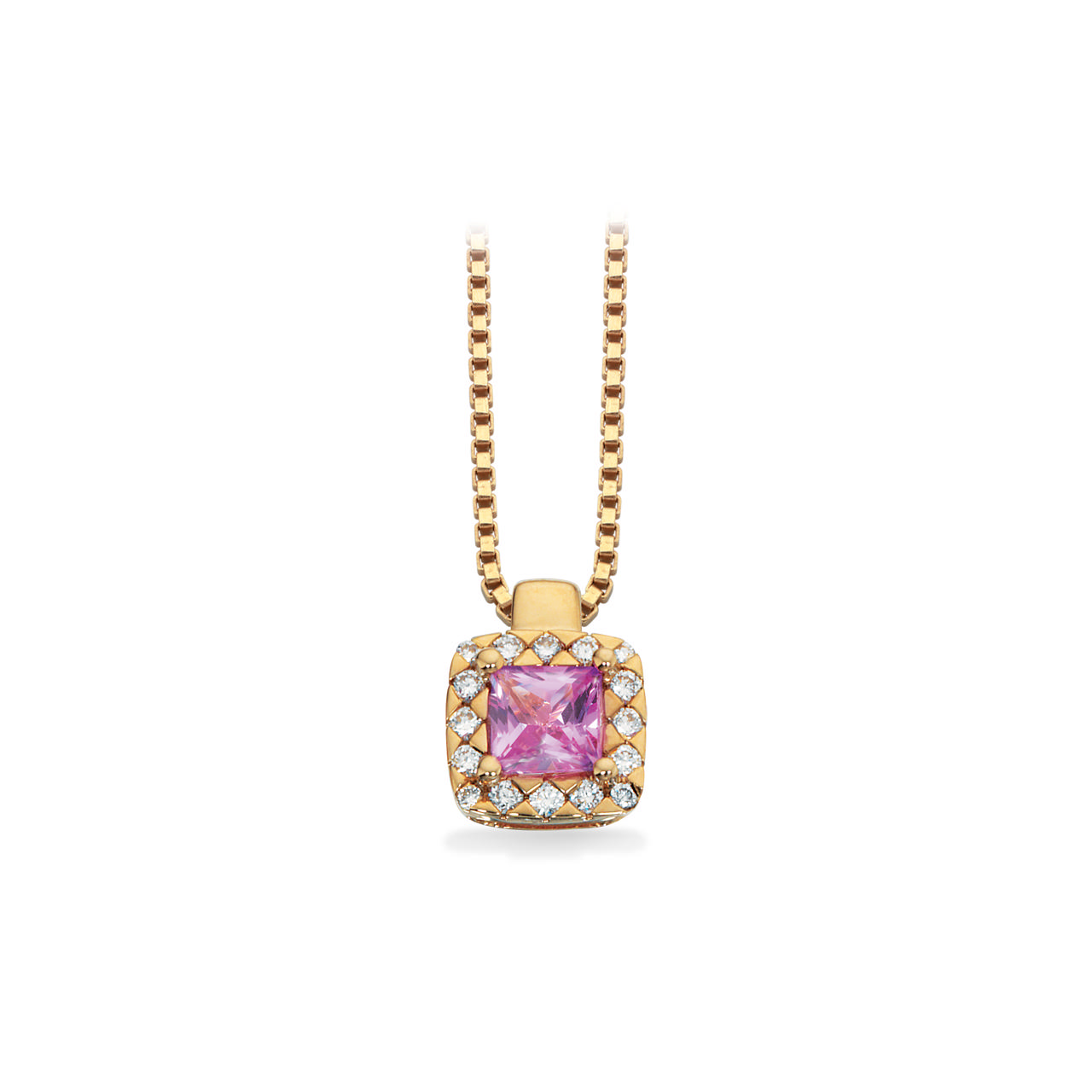 Diana vedhæng roset 0,08 H-W/SI-pink safir 14 kt.