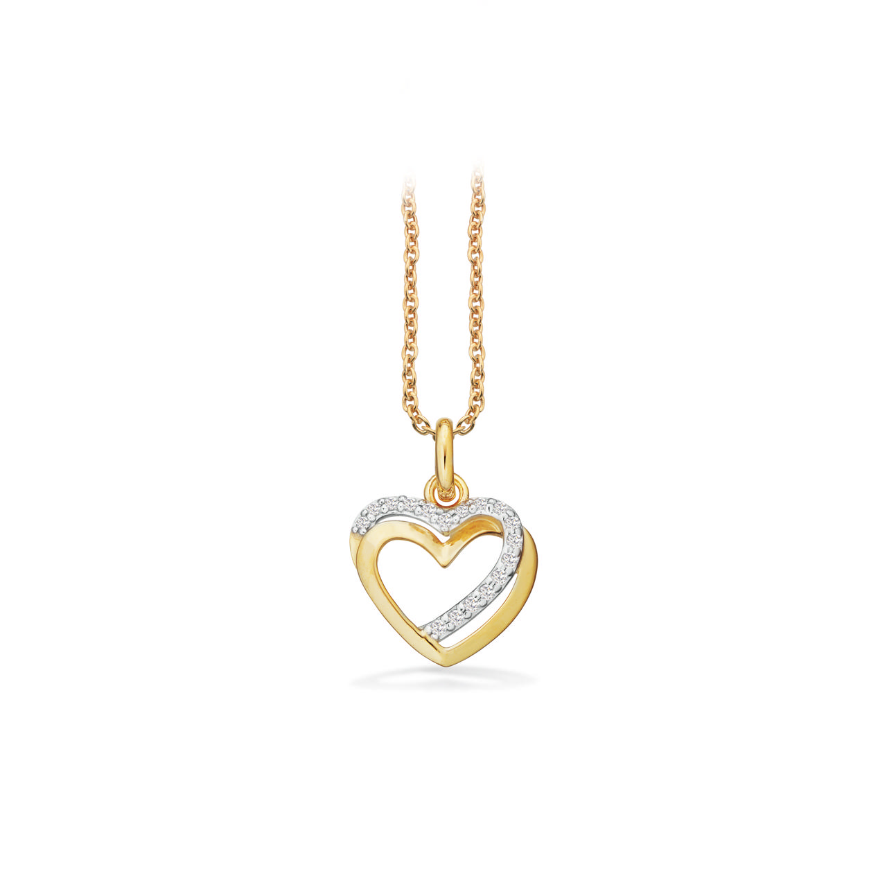 Pendant double heart zir. 333 yell.