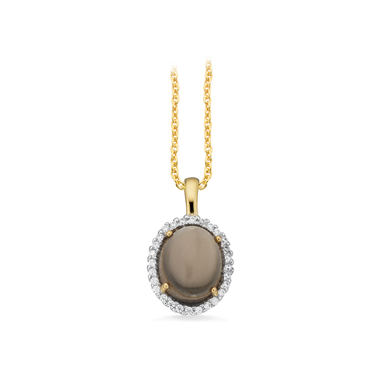 Vedhæng roset smokey quartz/cubic zir 8 kt. sølvk