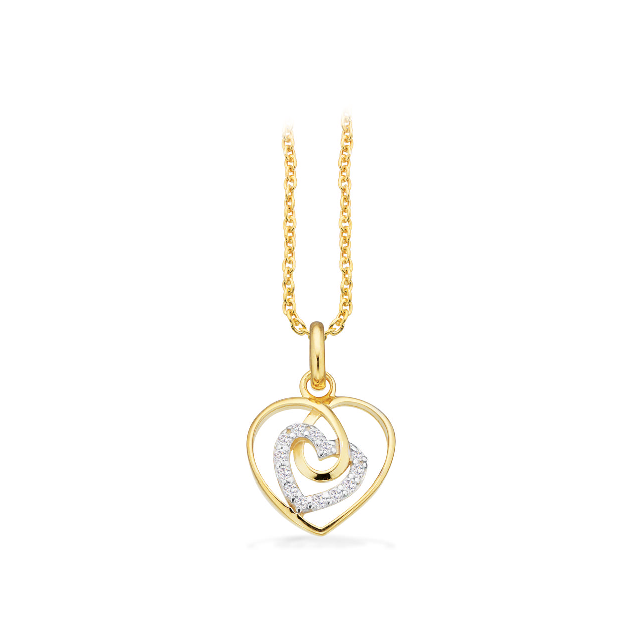 Pendant double heart zir. 333 yell.