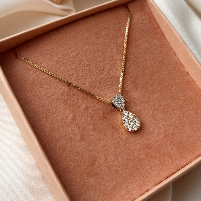 Vedhæng 0,30 H-W/SI rd/hv 14 kt. m/sølvkæde