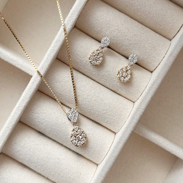 Vedhæng 0,30 H-W/SI rd/hv 14 kt. m/sølvkæde