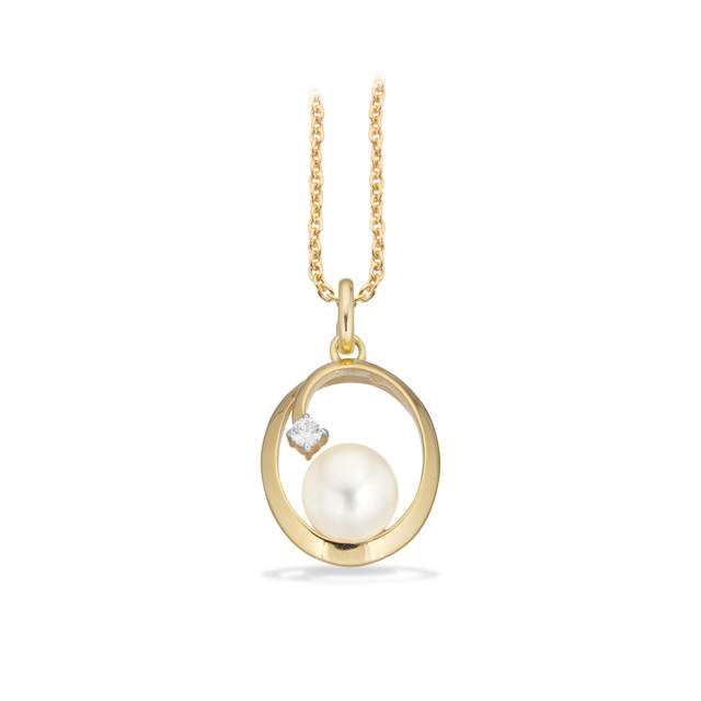 Vedhæng fkp./cubic zir. 8 kt. sølvkæde