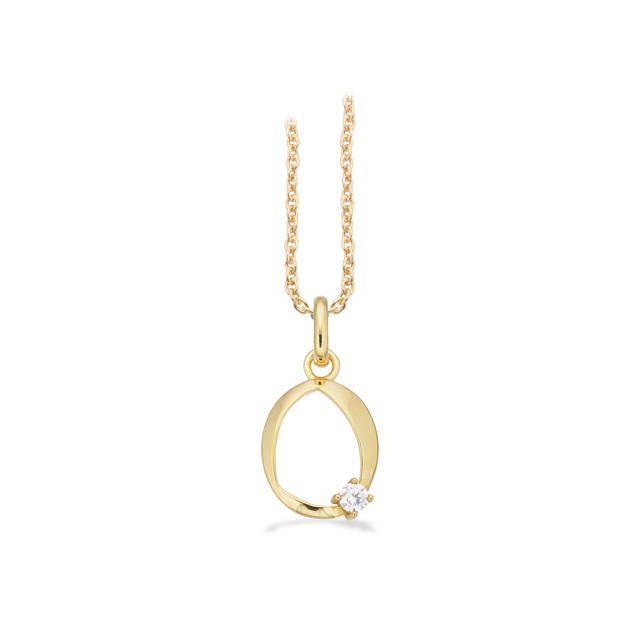 Vedhæng oval cubic zir. 8 kt. m. sølvkæde