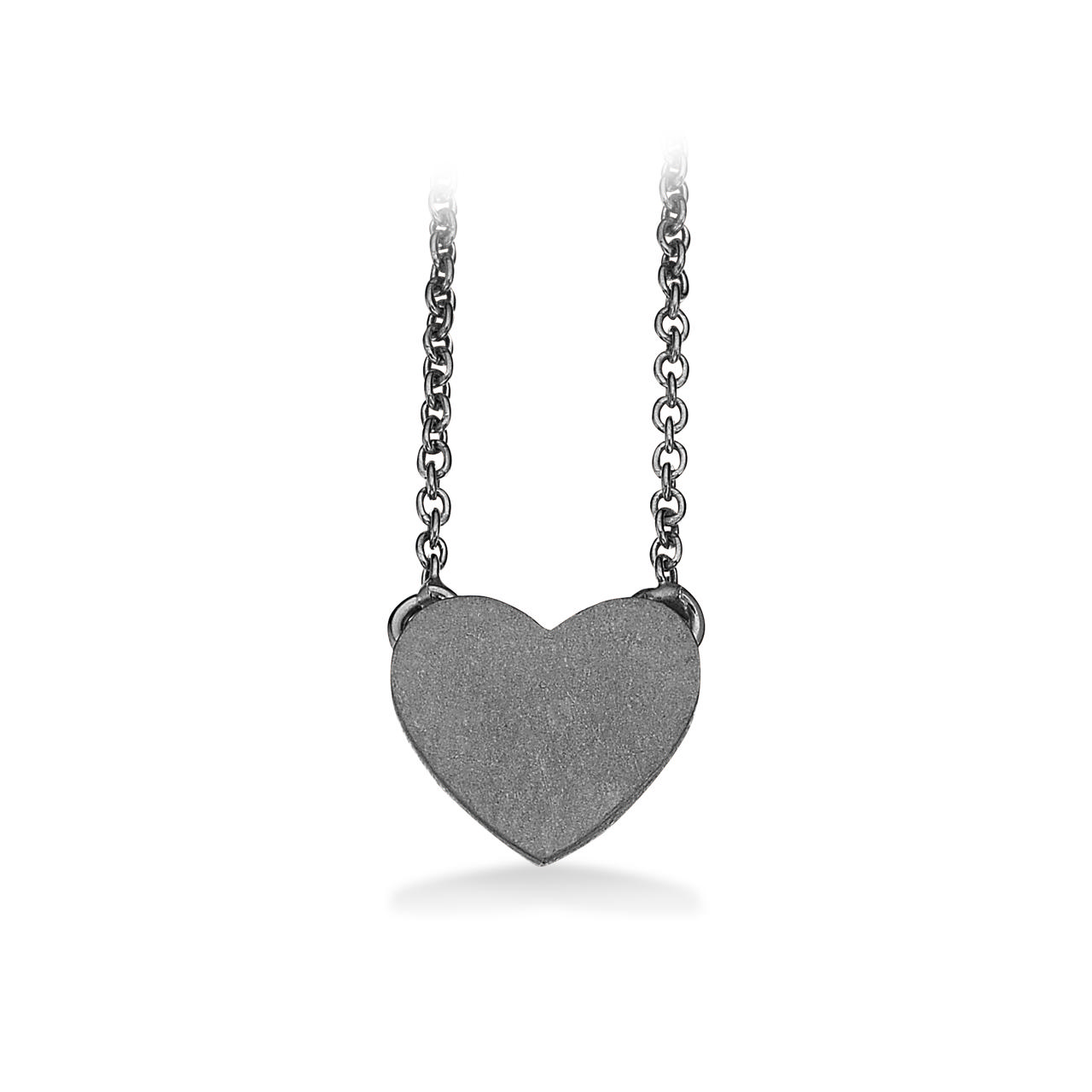 Vedhæng hjerte  m/kæde sølv sort rh.