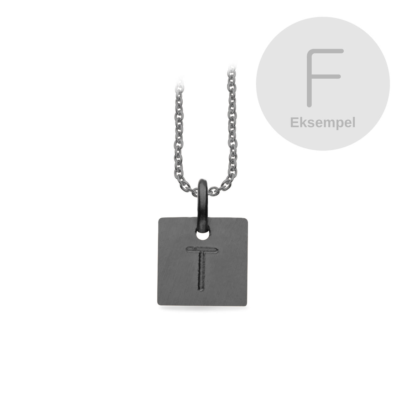#TagMe firkant F 8 mm sølv sort rho. m/kæde