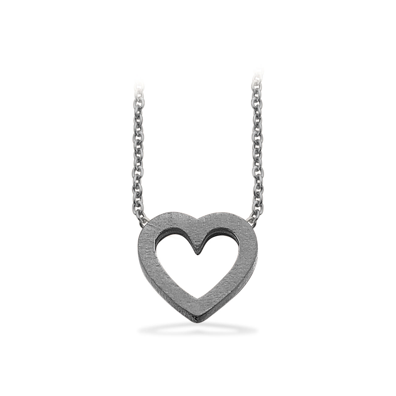 Vedhæng hjerte sølv sort rh. m/kæde