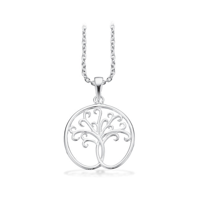 Vedhæng Livets Træ 19 mm. sølv m/kæde