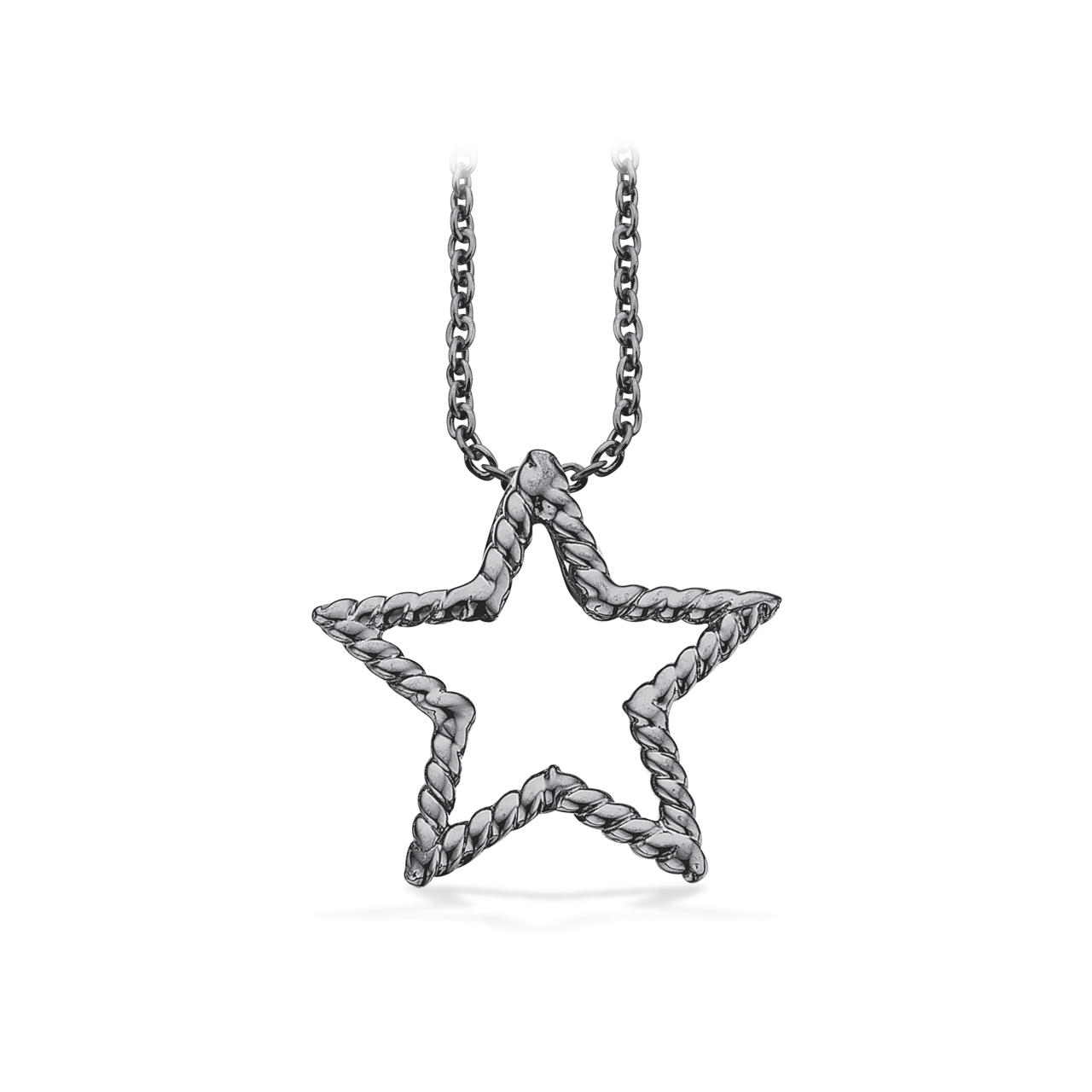 Vedhæng stjerne sølv sort rh. m/kæde