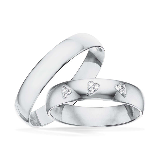 Hjerteringe triplehjerter  0,045 H-W/SI sølv