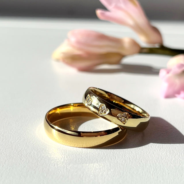 Hjerteringe triplehjerter  0,045 H-W/SI 14 kt.