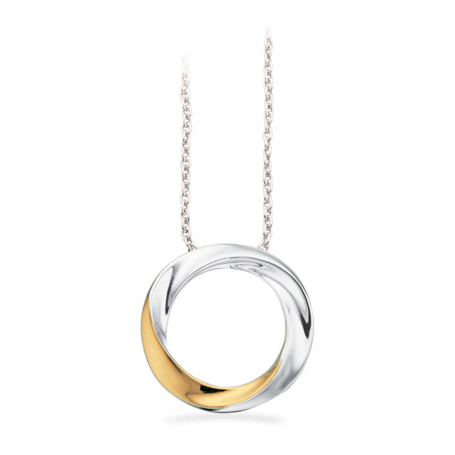 Vedhæng cirkel sølv/8 kt. m/kæde