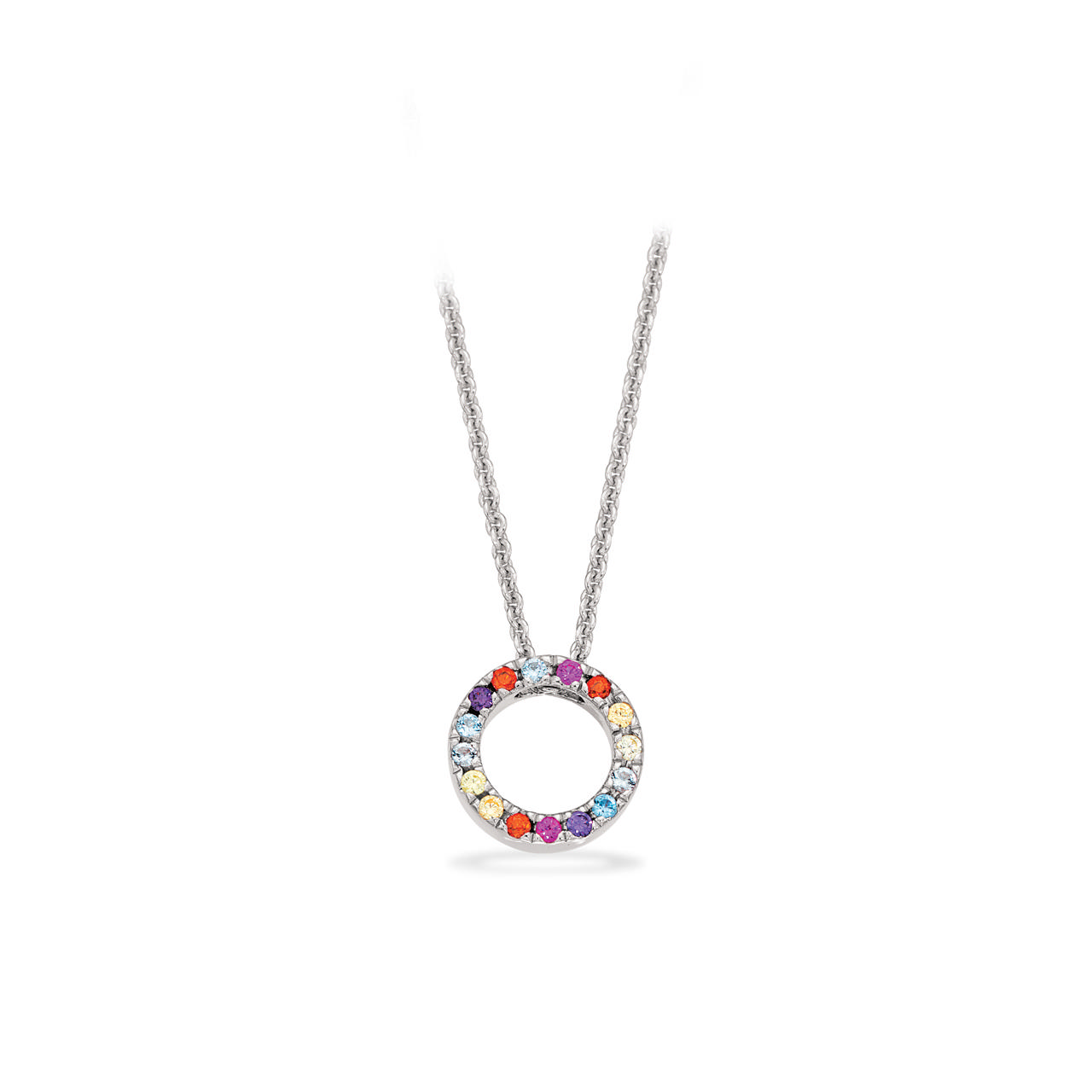 SoHo halskæde cirkel rainbow cubic zir. rh.42+3cm
