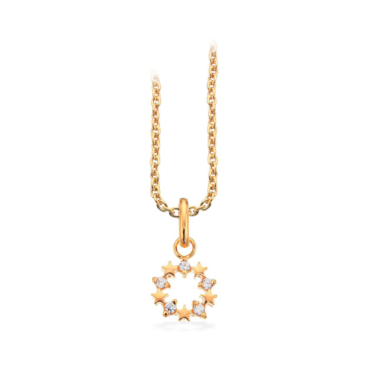 Pendant circle with hearts zir. 925 goldplated