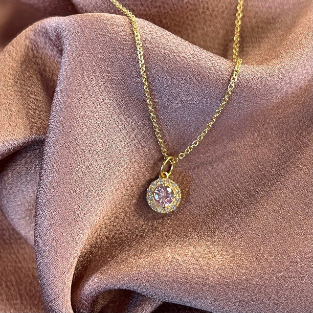 Pendant rose/white zir. 925 goldplated