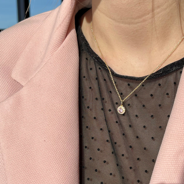 Pendant rose/white zir. 925 goldplated