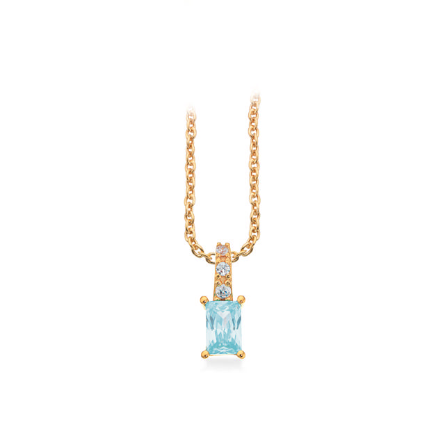 Pendant light blue zir. 925 goldplated