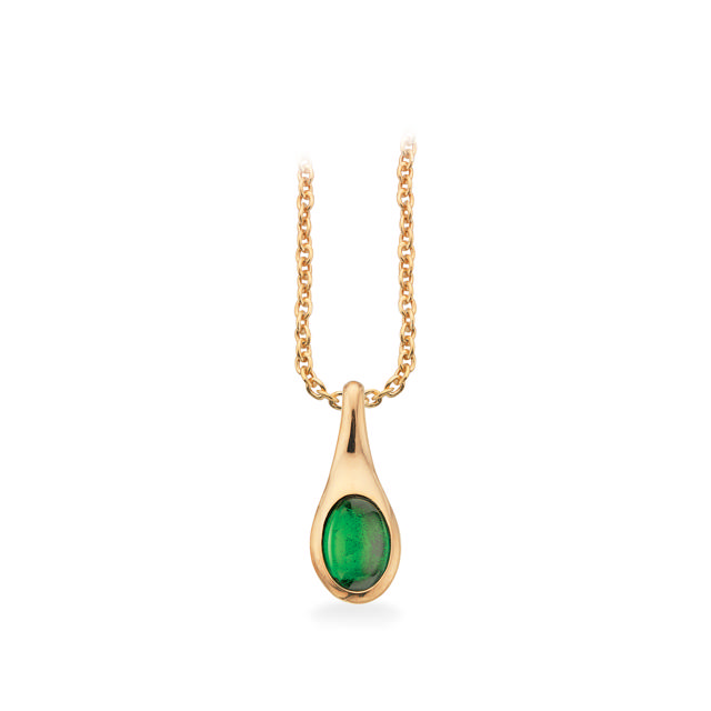 Pendant green zir. 925 goldplated