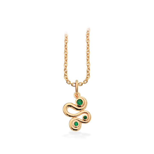 Pendant green zir. 925 goldplated