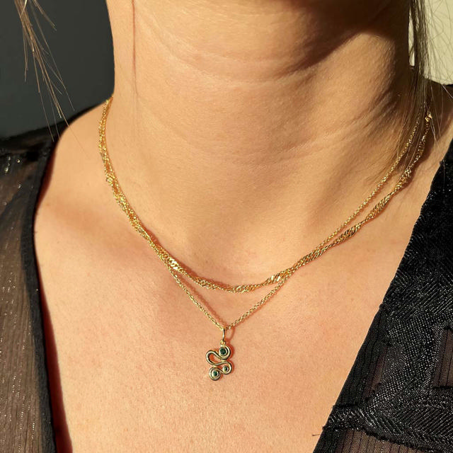 Pendant green zir. 925 goldplated