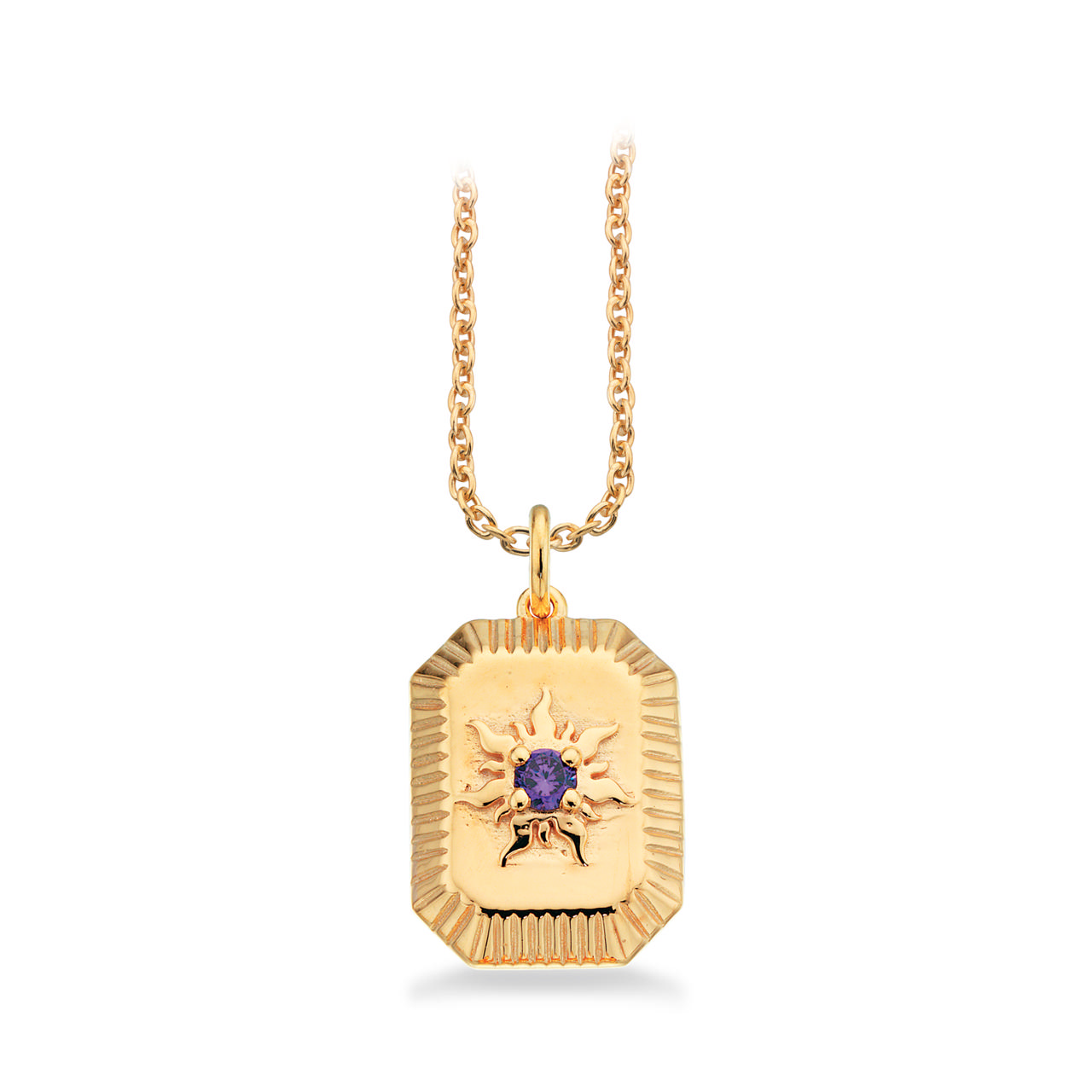 Pendant purple zir. 925 goldplated