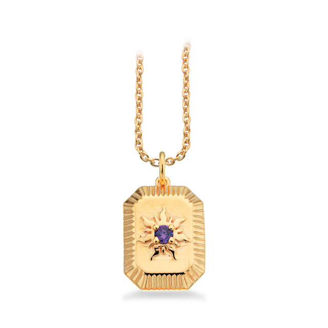 Pendant purple zir. 925 goldplated