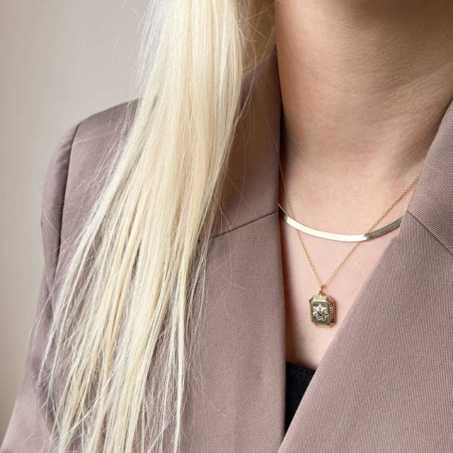 Pendant purple zir. 925 goldplated