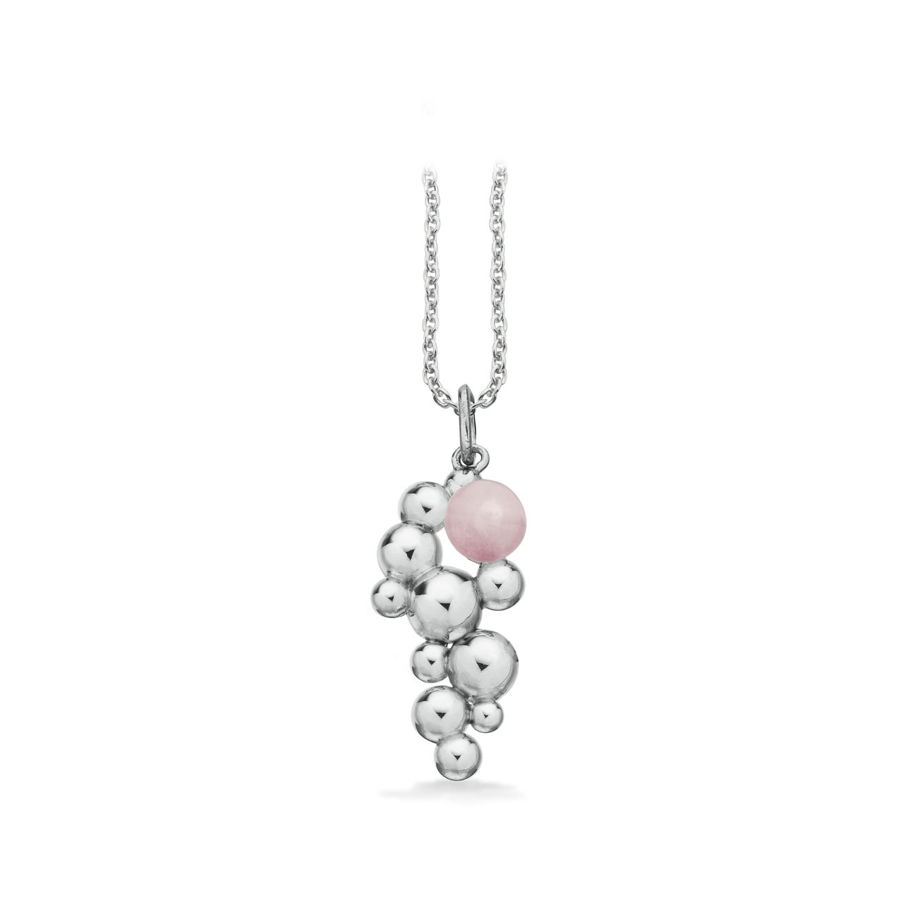 Pendant rosa quartz 925 platinium