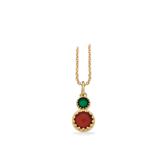 Pendant red/green agate 925 goldplated