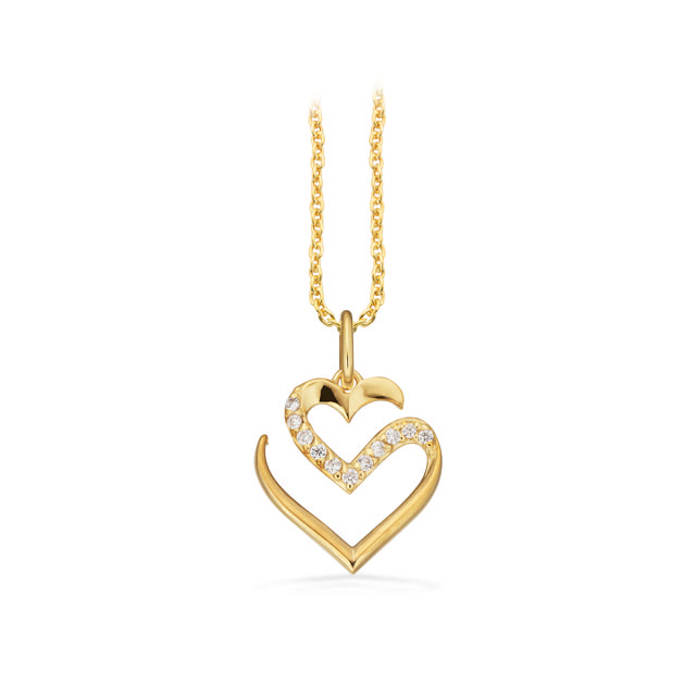 SoHo vedhæng db. hjerte cubic zir. sølv fg. m/kæ.