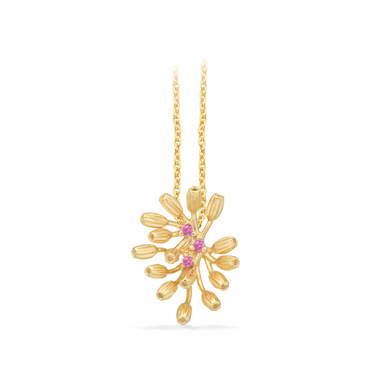 Pendant pink zir. 925 goldplated