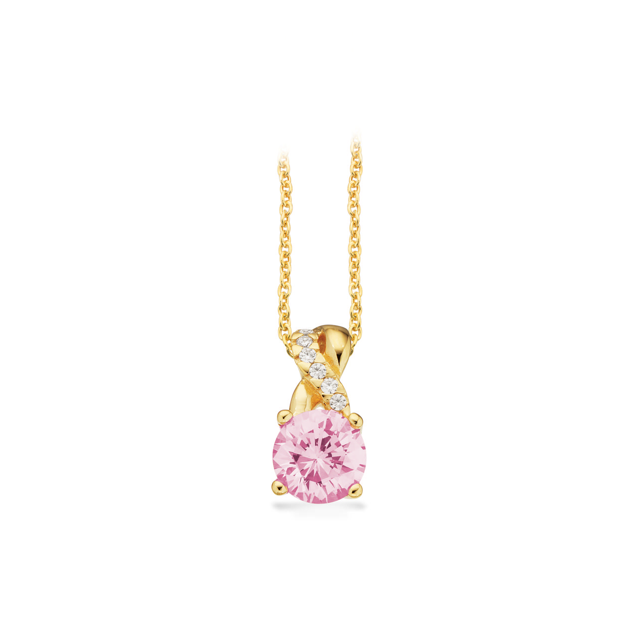 Pendant pink/white zir. 925 goldplated
