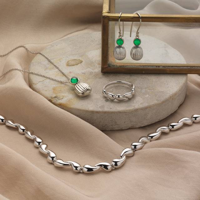 Pendant green zir. 925 platinum