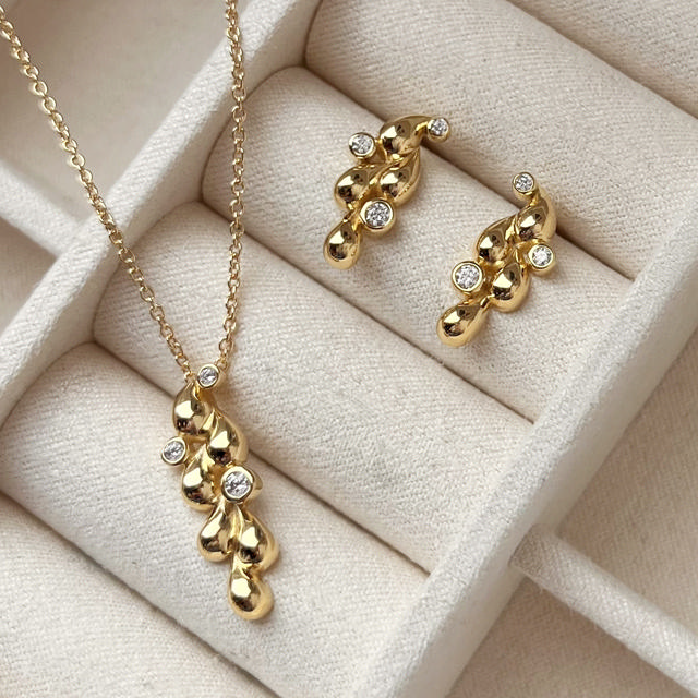 Vedhæng cubic zir. sølv fg. m/kæde