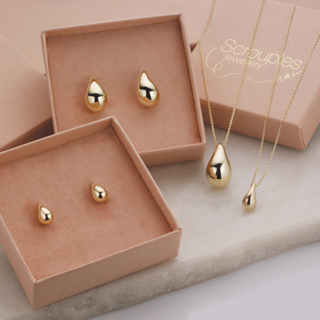 Vedhæng dråbe 12x22mm sølv fg. m/kæde