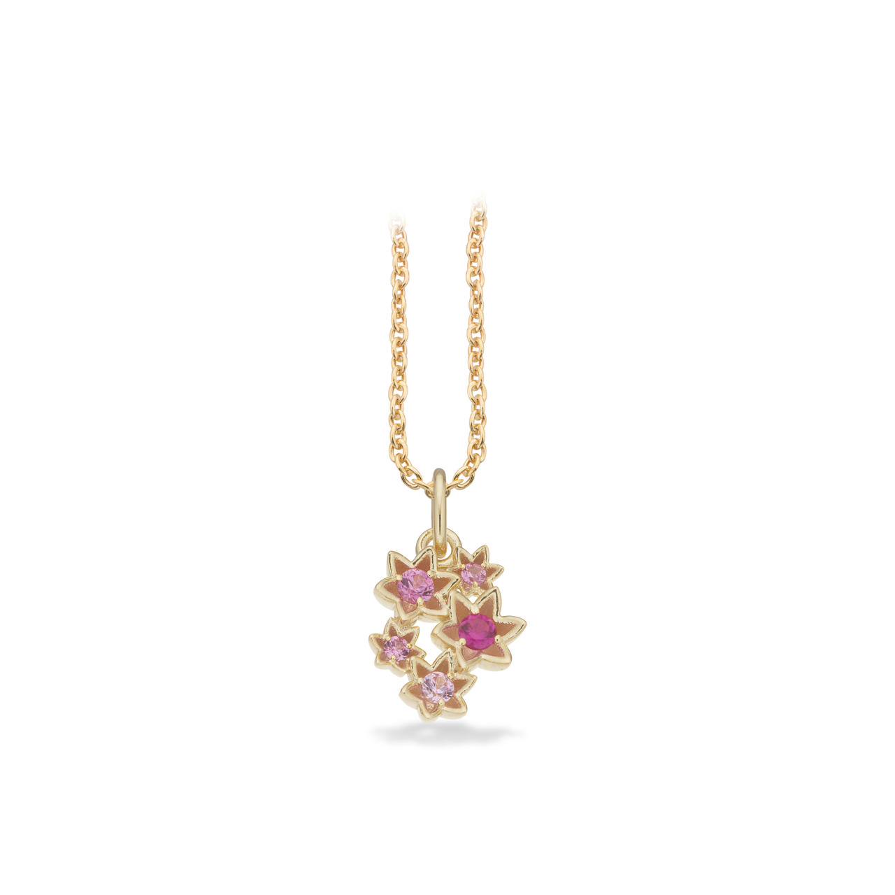 Vedhæng blomster rosa cubic zir. sølv fg. m/kæde