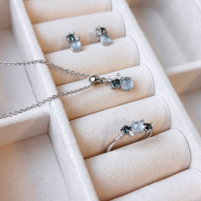 Vedhæng topas + cubic zir. sølv rh. m/kæde