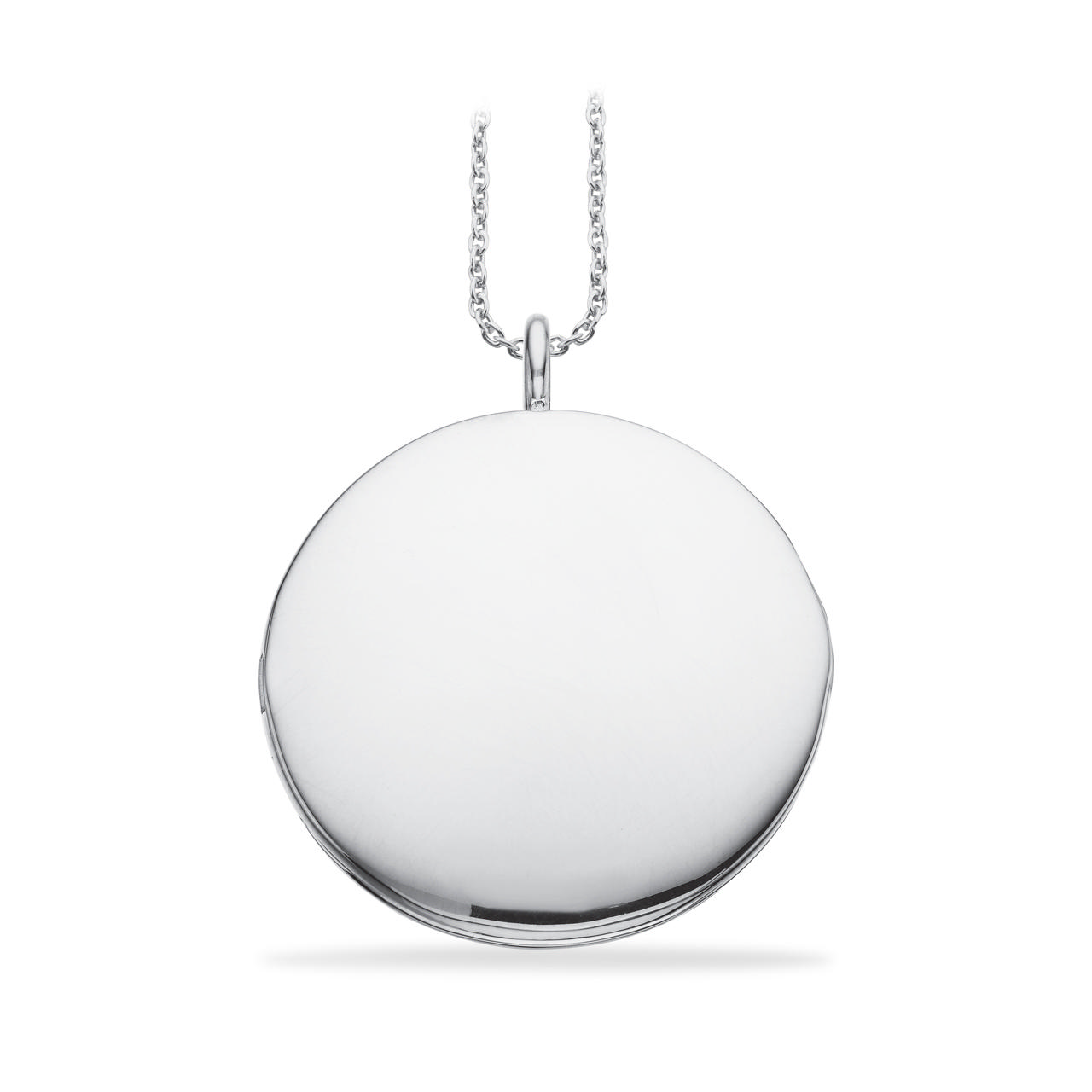 Medaljon rund 30 mm. sølv m/kæde
