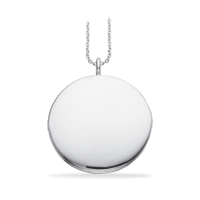 Medaljon rund 30 mm. sølv m/kæde