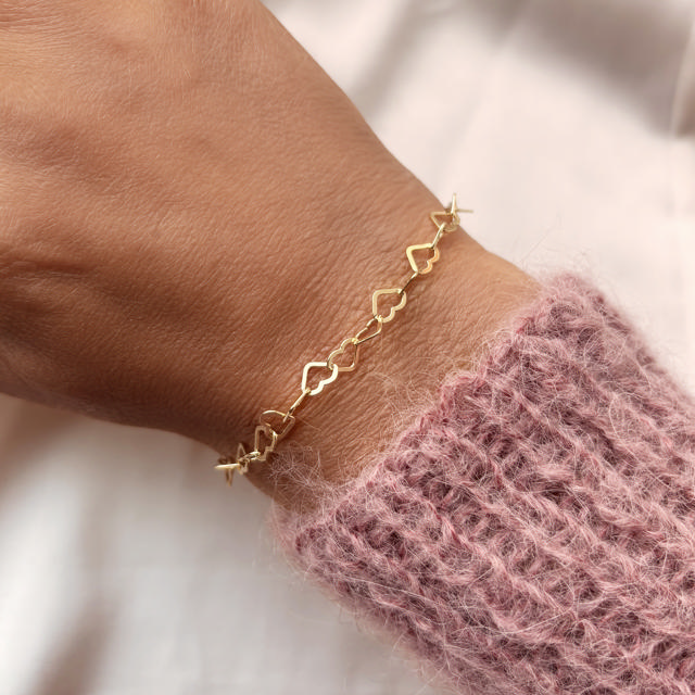 Armbånd hjerter sølv fg. 17+2 cm