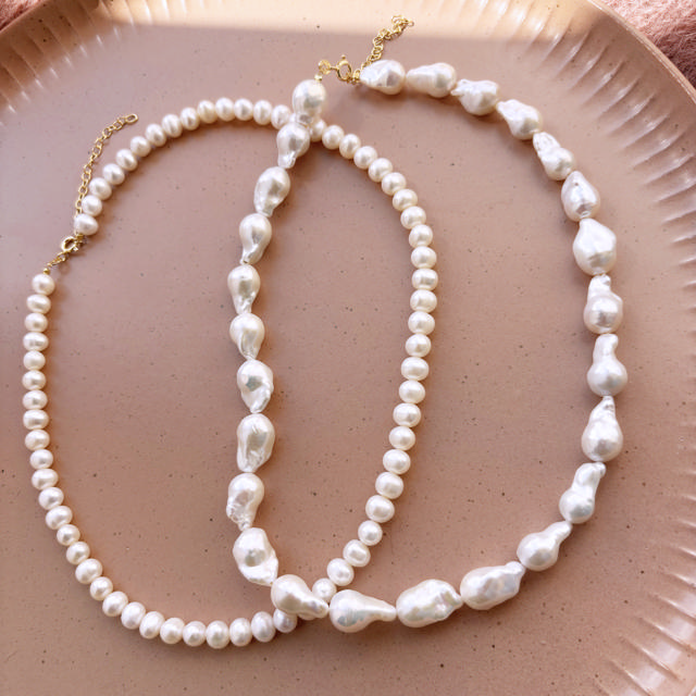 Halskæde fkp. barok 9-10 mm sølv fg. 42+3cm