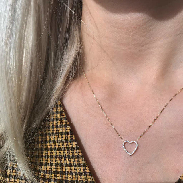 Collier hjerte 0,09 H-W/SI 14 kt. rødguld