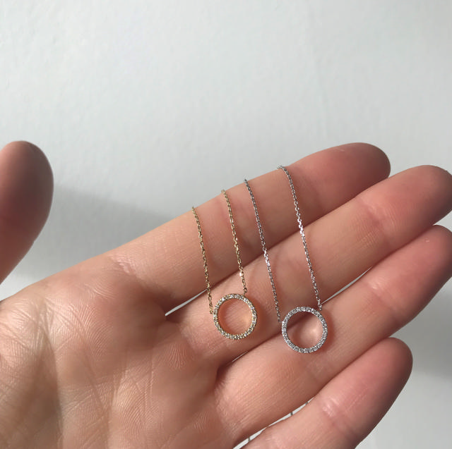 Collier cirkel 10 mm. 0,09 H-W/SI 14 kt. rødguld