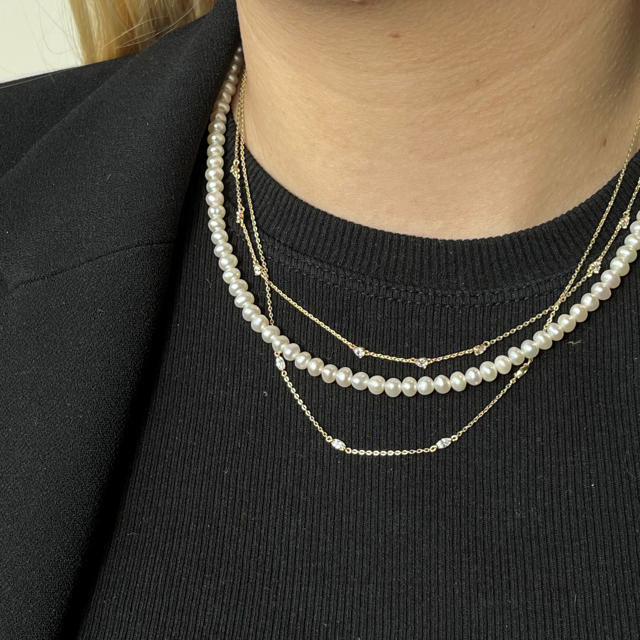 Halskæde cubic zir. 8 kt.