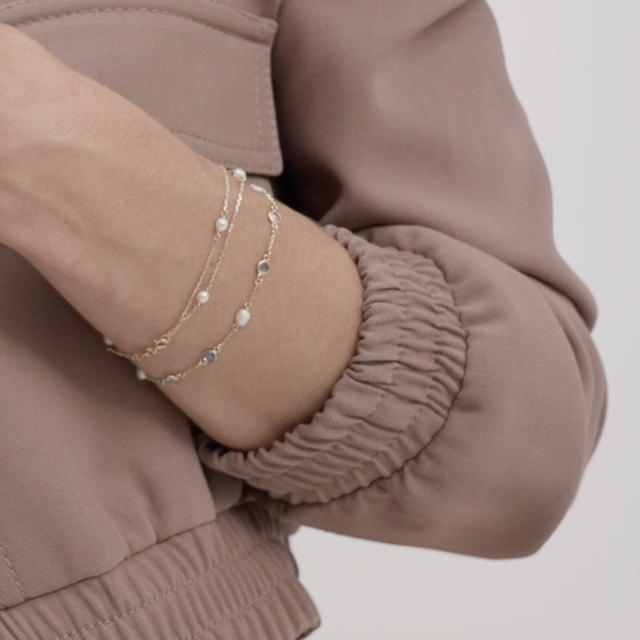 Armbånd fkp./aqua cubic zir. 17+2cm 9 kt.