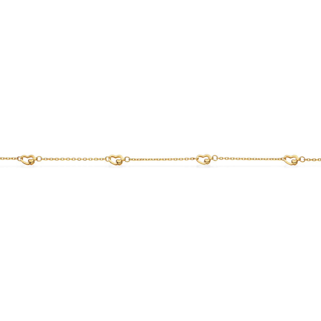 Armbånd hjerter 17+2 cm. 8kt.