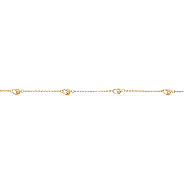 Armbånd hjerter 17+2 cm. 8kt.