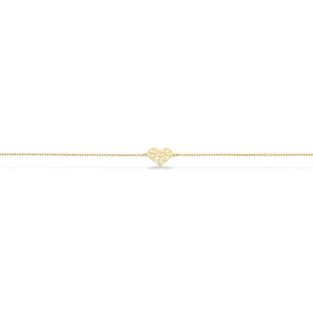 *Armbånd hjerte 17+2 cm  8 kt.