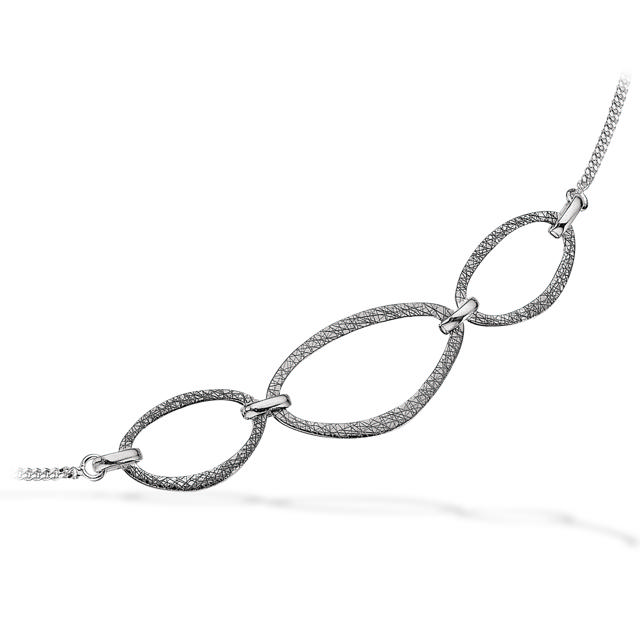 Collier sølv sort rh.